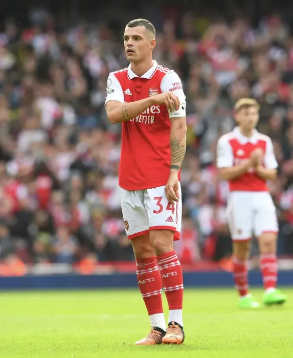 Framed Print : Xhaka's Battle: Arsenal vs. Tottenham, Premier League 2022-23