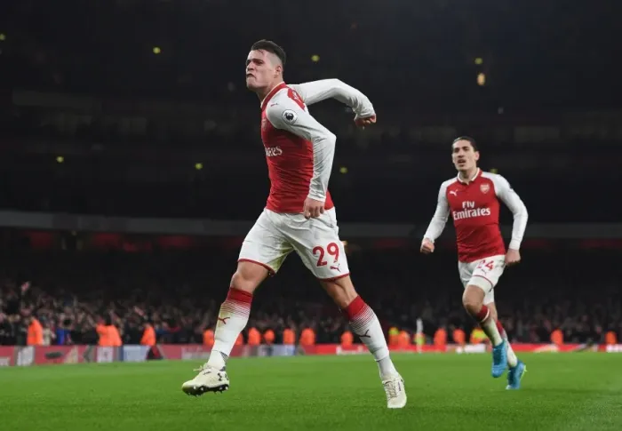 Framed Print : Xhaka's Brilliant Brace: Arsenal's Comeback Against Liverpool (2017-18)