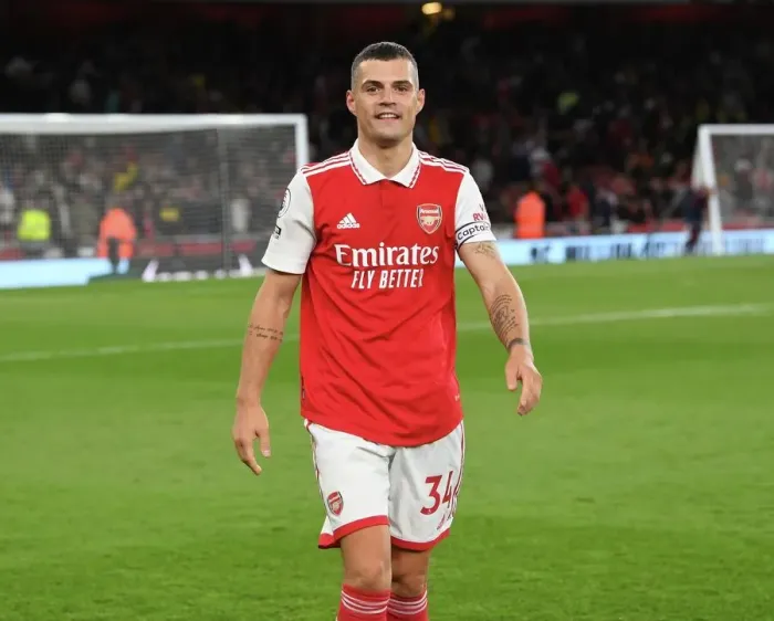 Framed Print : Xhaka's Emotional Reaction: Arsenal vs Liverpool, Premier League 2022-23