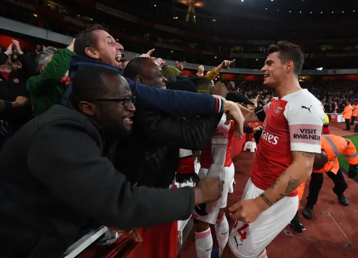 Framed Print : Xhaka's Thriller: Arsenal's Unforgettable Upset Against Liverpool, Premier League 2018-19