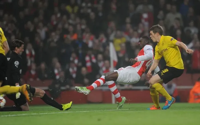 Framed Print : Yaya Sanogo Scores First Arsenal Goal Against Borussia Dortmund in Champions League Framed Print : Yaya Sanogo Scores First Arsenal Goal Against Borussia Dortmund in Champions League