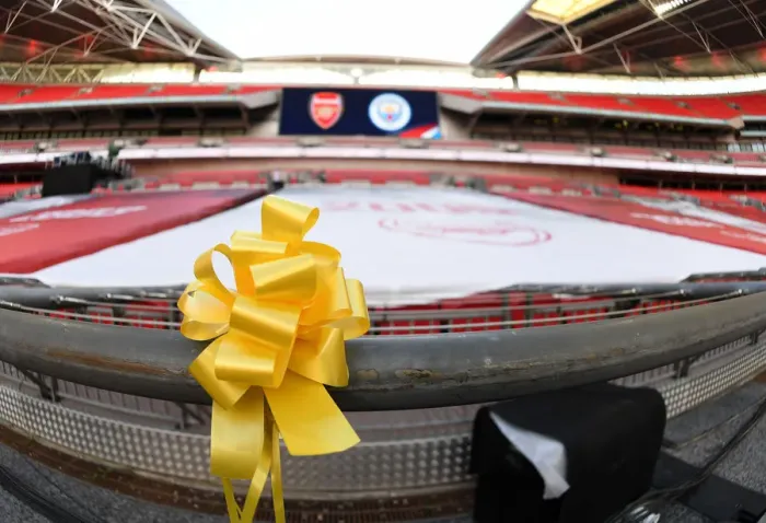 Framed Print : Yellow Ribbons at Wembley: Arsenal vs Manchester City - FA Cup Semi-Final 2019-20 Framed Print : Yellow Ribbons at Wembley: Arsenal vs Manchester City - FA Cup Semi-Final 2019-20