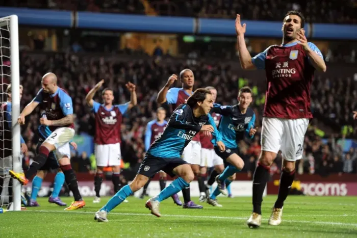 Framed Print : Yossi Benayoun Scores Arsenal's Second Goal Against Aston Villa (2011-12)
