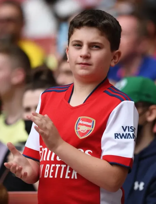 Framed Print : Young Arsenal Fan Shows Support Amidst 1:2 Defeat against Chelsea at The Emirates, 2021