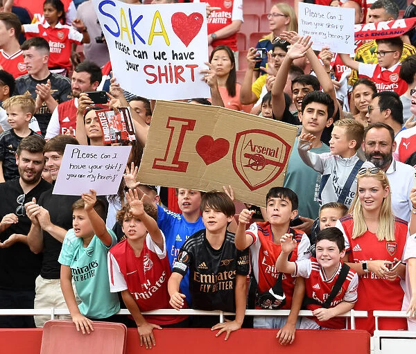Young Arsenal Fans Celebrate after Emirates Cup Match against Sevilla, 2022