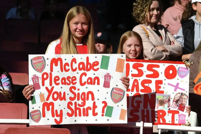 Framed Print : Young Arsenal Fans Show Support: Arsenal FC vs. Aston Villa, Barclays Women's Super League, 2023-24