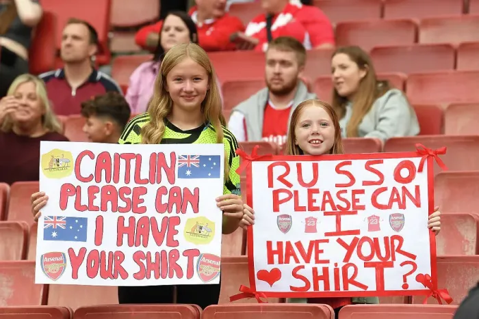Framed Print : Young Arsenal Fans Show Support: Arsenal Women vs Liverpool Women, Barclays Super League, Emirates Stadium, 2023