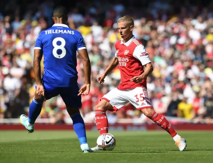 Framed Print : Zinchenko in Action: Arsenal vs. Leicester City, Premier League 2022-23