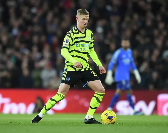 Framed Print : Zinchenko in Action: Aston Villa vs. Arsenal, Premier League 2023-24