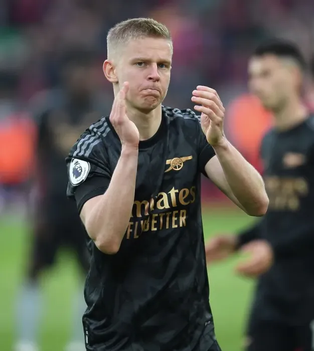 Framed Print : Zinchenko Applauds Arsenal Fans: Liverpool vs Arsenal, Premier League 2022-23