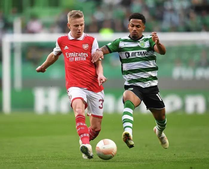 Framed Print : Zinchenko vs. Edwards: Intense Europa League Showdown between Arsenal and Sporting Lisbon