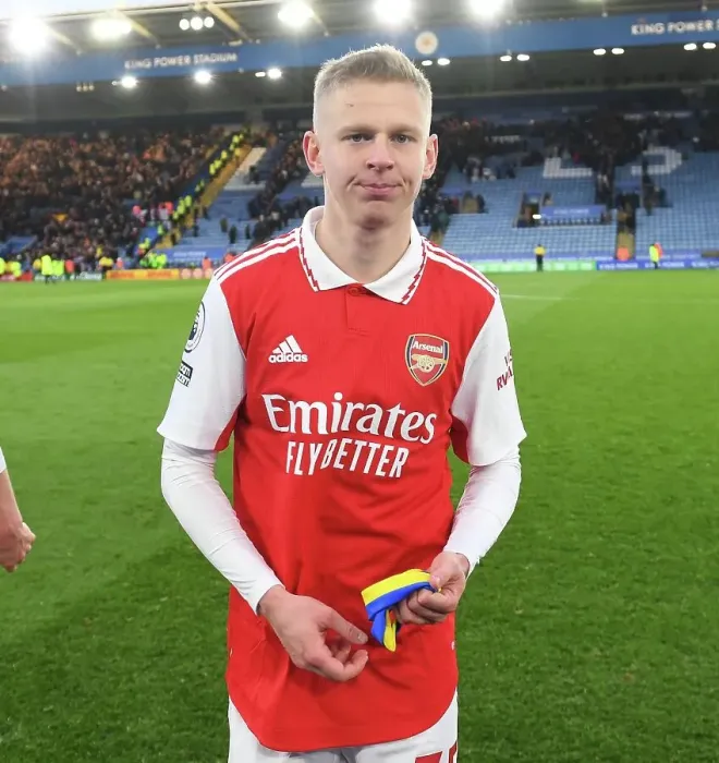 Framed Print : Zinchenko's Reaction: Arsenal Star Displays Emotions After Leicester Match, 2022-23