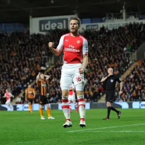 Aaron Ramset celebrates scoring Arsenal's 2nd goal Print