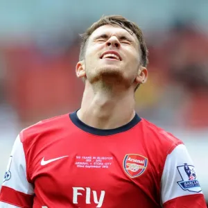 Aaron Ramsey: In Action for Arsenal Against Stoke City, Premier League 2013-14 Aaron Ramsey: In Action for Arsenal Against Stoke City, Premier League 2013-14