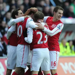 Aaron Ramsey Celebrates First Arsenal Goal vs Swansea City, January 2012