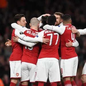 Aaron Ramsey celebrates scoring his and Arsenals 1st goal. Arsenal 4: 1 CSKA Moscow