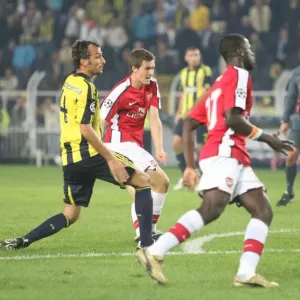 Aaron Ramsey scores Arsenals 5th goal under pressure from Edu Aaron Ramsey scores Arsenals 5th goal under pressure from Edu