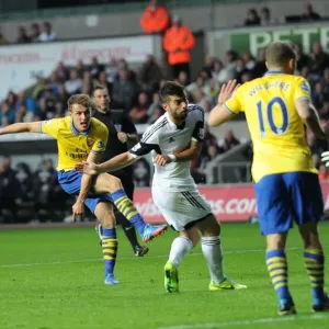 Aaron Ramsey Scores Arsenal's Second Goal Against Swansea City, 2013-14 Premier League Aaron Ramsey Scores Arsenal's Second Goal Against Swansea City, 2013-14 Premier League