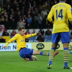 Aaron Ramsey Scores His Second Past Kevin Theophile-Catherine: Cardiff City vs. Arsenal, Premier League, 2013