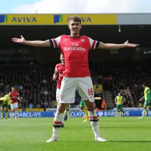 Aaron Ramsey's Euphoric Goal Celebration: Norwich City vs. Arsenal, Premier League 2013-14
