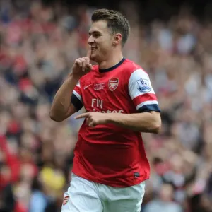 Aaron Ramsey's Goal Celebration: Arsenal vs Stoke City, Premier League 2013-14 Aaron Ramsey's Goal Celebration: Arsenal vs Stoke City, Premier League 2013-14