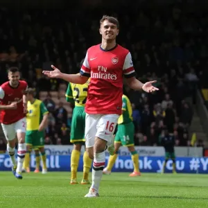 Aaron Ramsey's Goal Celebration: Norwich City vs. Arsenal, Premier League 2013-14