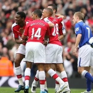 Abou Diabby celebrates scoring Arsenals 2nd goal with Theo Walcott Abou Diabby celebrates scoring Arsenals 2nd goal with Theo Walcott