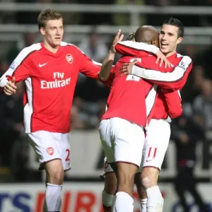 Abou Diaby celebrates scoring the 2nd Arsenal goal