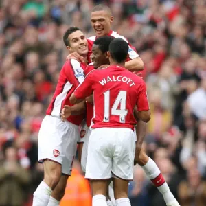 Abou Diaby celebrates scoring Arsenals 2nd goal with
