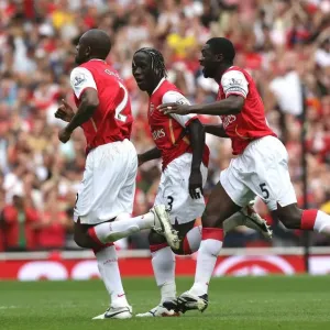 Abou Diaby celebrates scoring his goal Arsenals 1st with Bacary Sagna and Kolo Toure Abou Diaby celebrates scoring his goal Arsenals 1st with Bacary Sagna and Kolo Toure
