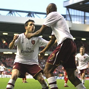Abou Diaby and Cesc Fabregas: Unforgettable Goal Celebration in Arsenal's Champions League Quarterfinal at Anfield (2008)