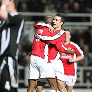 Abou Diaby and Robin van Persie Celebrate Arsenal's Second Goal in 3-1 Win Over Newcastle United, 2009