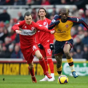 Abou Diaby vs. Adam Johnson: 1:1 Stalemate in the Barclays Premier League at Middlesbrough's Riverside Stadium, December 13, 2008 Abou Diaby vs. Adam Johnson: 1:1 Stalemate in the Barclays Premier League at Middlesbrough's Riverside Stadium, December 13, 2008