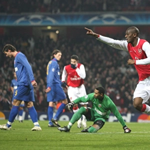 Abu Diaby celebrates scoring the 1st Arsenal goal