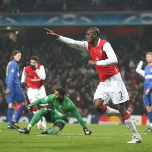 Abu Diaby celebrates scoring the 1st Arsenal goal