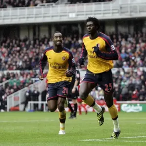 Adebayor and Djourou: Unforgettable Goal Celebration at Middlesbrough's Riverside Stadium (Barclays Premier League, 13/12/08) Adebayor and Djourou: Unforgettable Goal Celebration at Middlesbrough's Riverside Stadium (Barclays Premier League, 13/12/08)