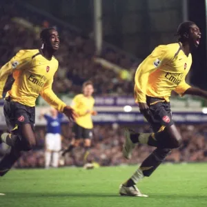 Adebayor and Djourou: Celebrating Arsenal's Carling Cup Victory