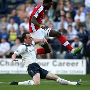 Adebayor Leaps Over O'Brien: Arsenal vs. Bolton Wanderers, Barclays Premier League (2008-2009) Adebayor Leaps Over O'Brien: Arsenal vs. Bolton Wanderers, Barclays Premier League (2008-2009)