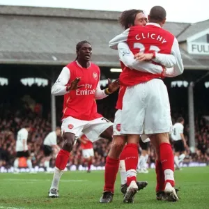 Adebayor, Rosicky, and Clichy: Celebrating Arsenal's First Goal Against Fulham (0:3), Barclays Premier League, 2007 Adebayor, Rosicky, and Clichy: Celebrating Arsenal's First Goal Against Fulham (0:3), Barclays Premier League, 2007