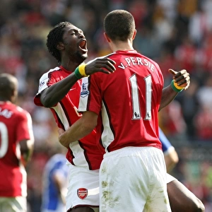 Adebayor and van Persie: Double Trouble - Arsenal's Unstoppable Duo Celebrates Goals Against Blackburn (4-0)