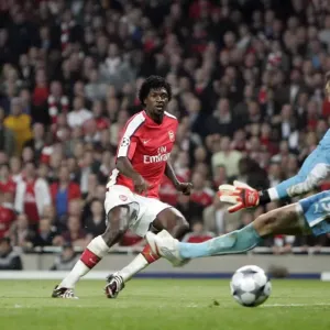 Adebayor's Brilliant Strike: Arsenal's Second Goal vs. Villarreal in Champions League Quarterfinal