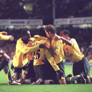Adebayor's Celebration: Arsenal's Winning Moment against Everton in Carling Cup