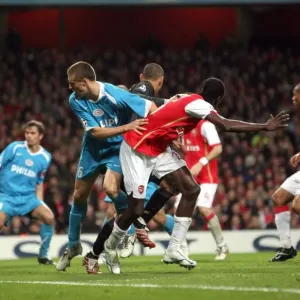 Adebayor's Controversial Own Goal: Arsenal vs. PSV, UEFA Champions League Adebayor's Controversial Own Goal: Arsenal vs. PSV, UEFA Champions League