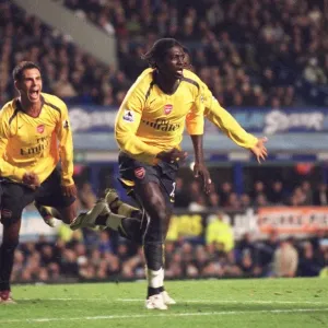 Adebayor's Goal Celebration with Djourou and Aliadiere: Arsenal's 1-0 Win over Everton in Carling Cup