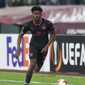 Ainsley Maitland-Niles in Action for Arsenal against Red Star Belgrade, UEFA Europa League 2017-18