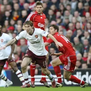 Alex Hleb (Arsenal) Xabi Alonso and Steven Gerrerd (Liverpool) Alex Hleb (Arsenal) Xabi Alonso and Steven Gerrerd (Liverpool)