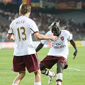 Alex Hleb and Bacary Sagna: Celebrating Arsenal's 2nd Goal in Champions League Qualifier vs. Sparta Prague (15/8/2007)