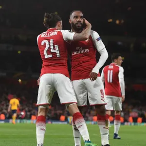Alex Lacazette and Hector Bellerin Celebrate Arsenal's Goal vs Atletico Madrid in Europa League Semi-Final