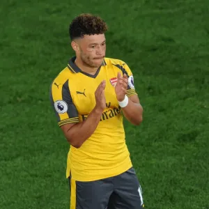 Alex Oxlade-Chamberlain Celebrates with Arsenal Fans after Crystal Palace Victory Alex Oxlade-Chamberlain Celebrates with Arsenal Fans after Crystal Palace Victory