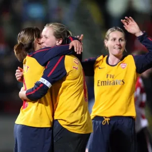 Alex Scott, Jayne Ludlow, and Kelly Smith: Arsenal Ladies Celebrate Historic 5-0 Win in FA Premier League Cup Final Alex Scott, Jayne Ludlow, and Kelly Smith: Arsenal Ladies Celebrate Historic 5-0 Win in FA Premier League Cup Final